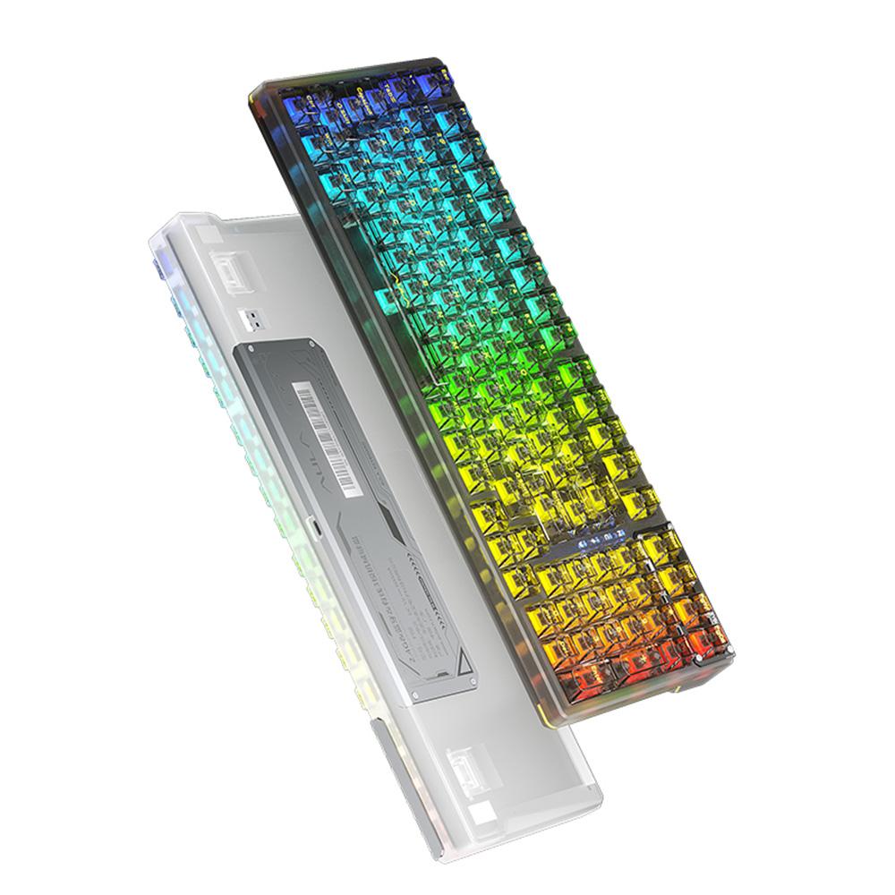 AULA F98 wireless mechanical  keyboard with transparent keycaps, 99-key Mechanical Switch Tri-mode Connection, RGB Rainbow Backlit, Suitable for Gaming and 0ffice, Gasket Gaming Keyboards Creamy Keyboard  Computer Accessory FallFreshness