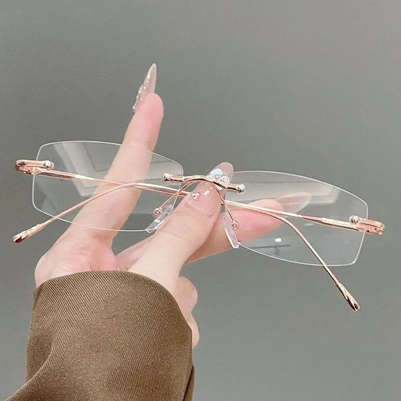 Women Men Rimless Myopia Glasses Anti-blue Light Metal Frame Spectacles Diopter Minus 0-1.0-1.5-2.0-2.5-3.0-3.5-4.0-6.0
