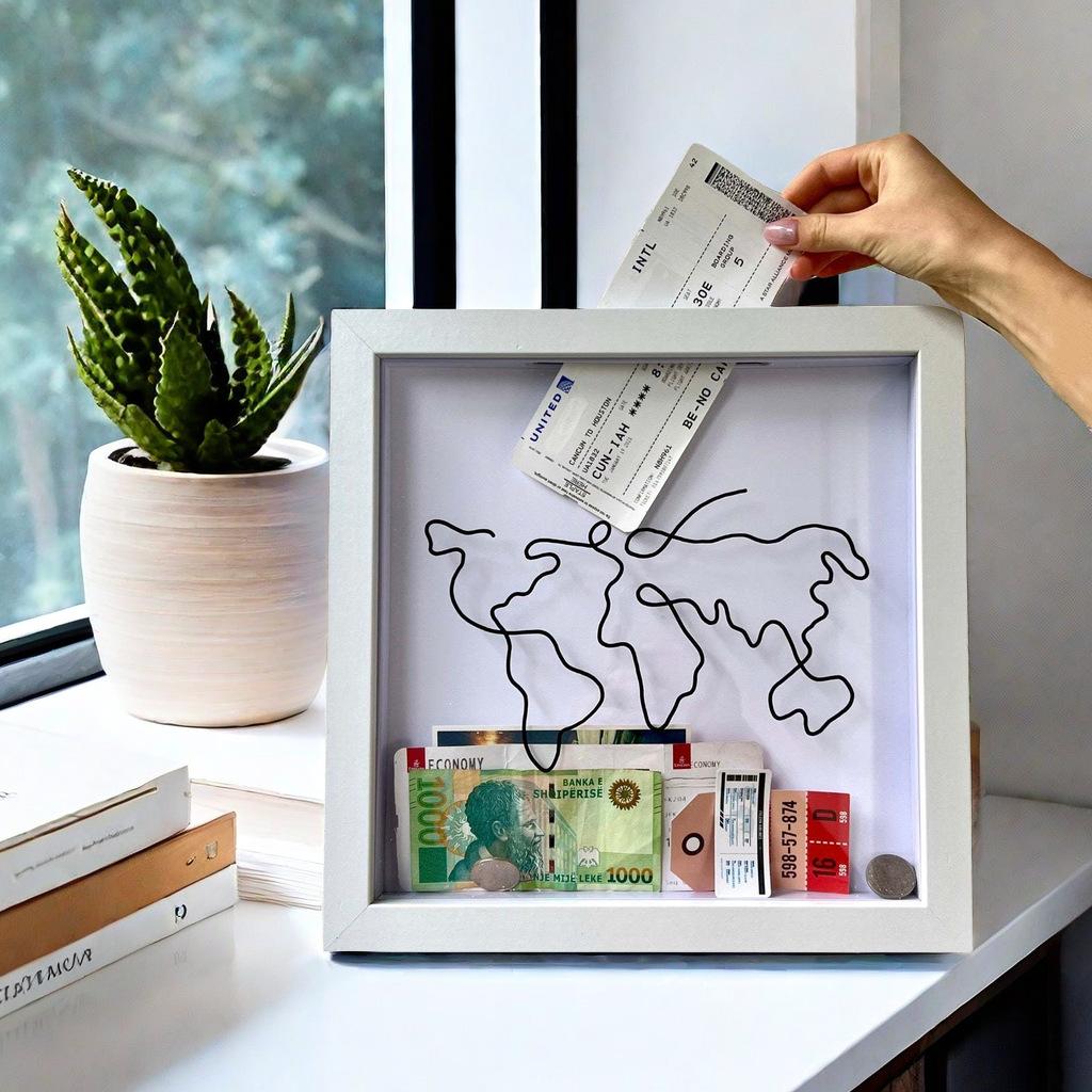 Ticket Storage Box Postcard Souvenir Money Box Map Frame Coin Bank Ticket Holder Display Case Collectible Ornament Small Size 20cm X Cm Large Size 30cm X 30cm
