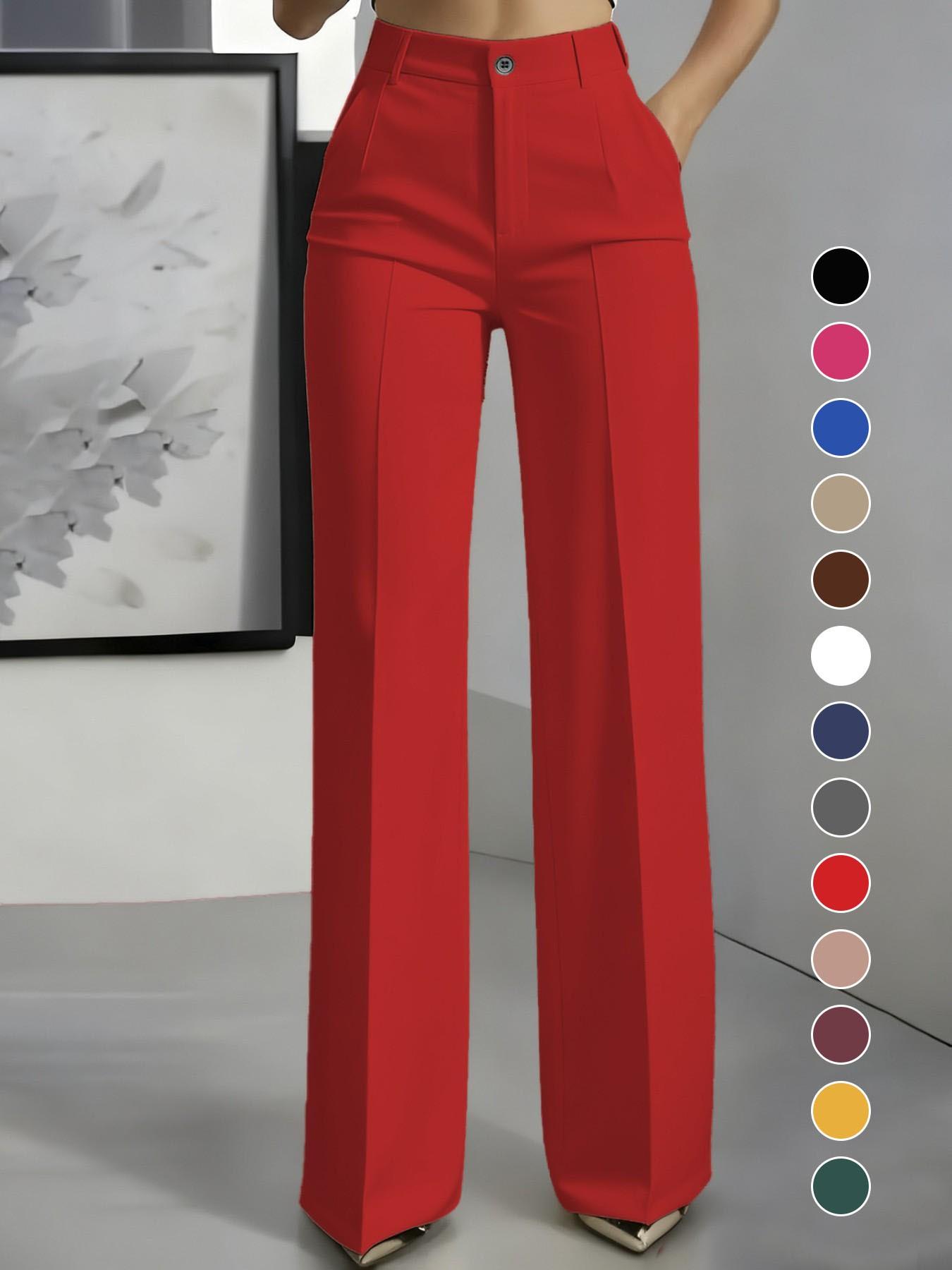 Women's New High Waist Drape Straight Leg Simple Suit Pants, Chic Elegant Business Casual Wear, Office Wear, Comfortable and Stylish Design