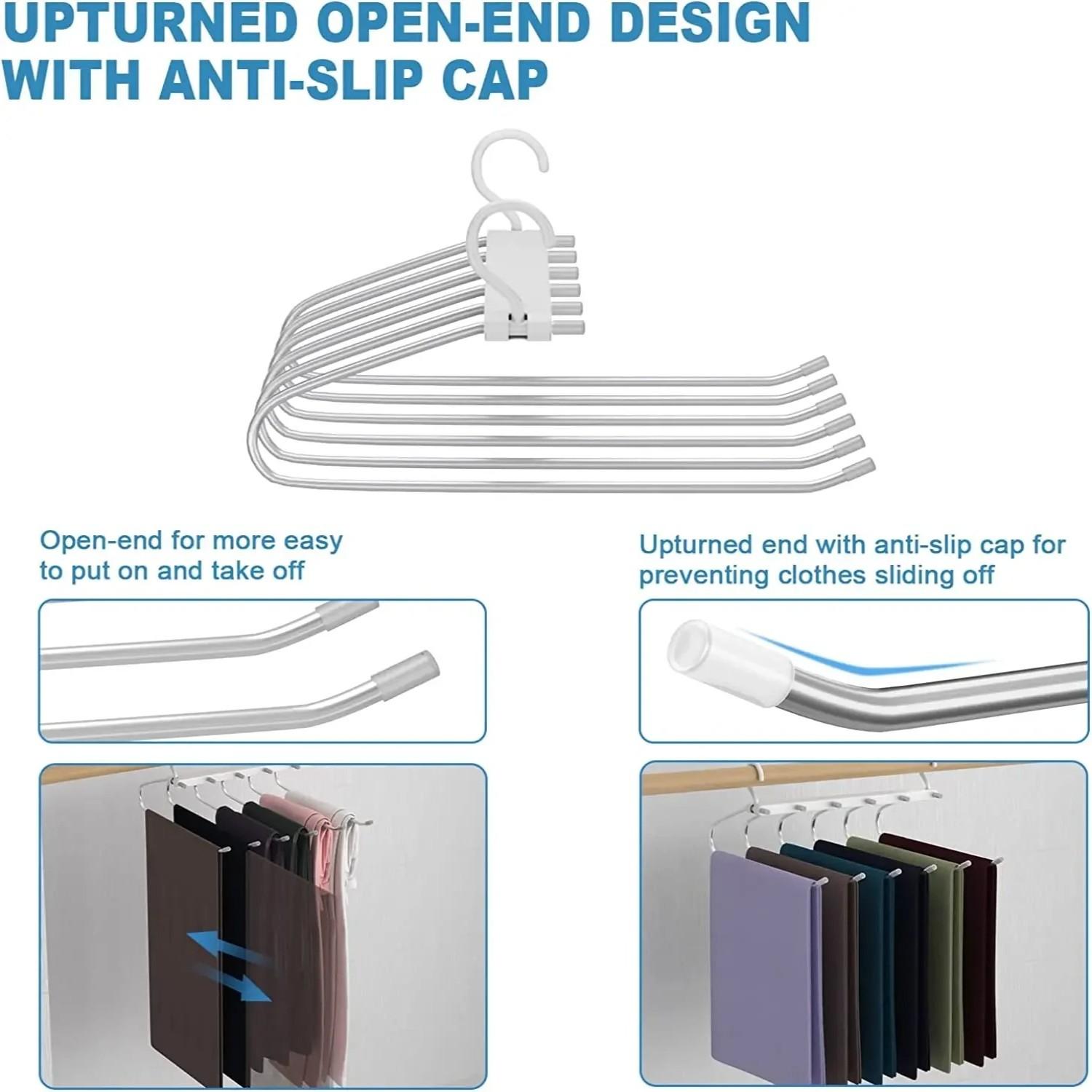 Six-Layer Multifunctional Clothes Hanger, Space-Saving Foldable Hanger for Jeans Scarves Pants, Closet Storage Organization