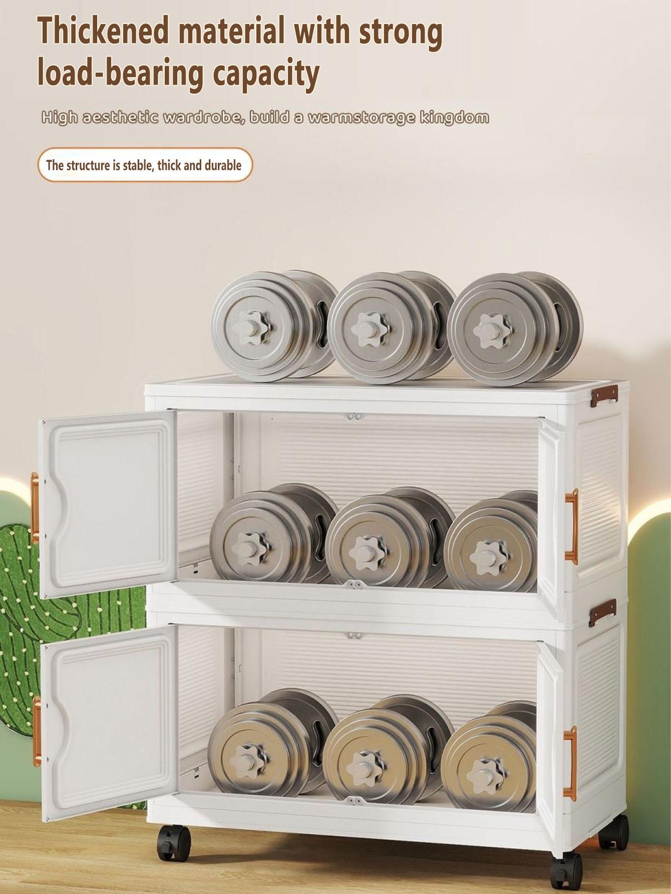 Foldable Plastic Storage Cabinet, Multi-Layer Home Organizer, Easy Assembly, Bedroom & Living Room Use, Baby Closet, Nursery, Modern Style, Cupboard