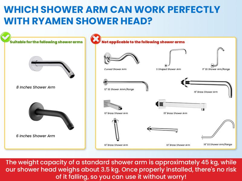 Ryamen Square Turbo Showerhead Set + FREE 3-Month Filter Inside