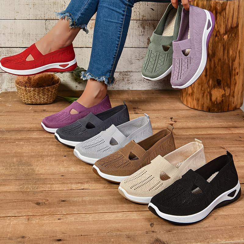 Rain Core Women's Cut-out Sneakers Casual Breathable Slip On Walking Shoes Lightweight Outdoor Flat Shoes for Girl