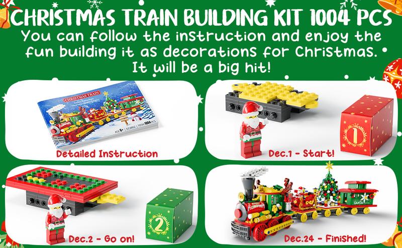 Advent Calendar 2025, 24 Days STEM Surprise puzzle blocks 12-in-1 Christmas Gift Box