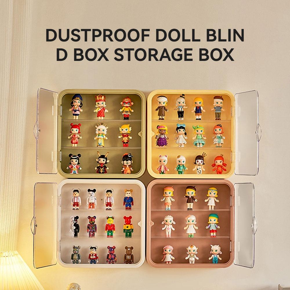 3 Layers Storage Rack Clear Shelving Dustproof Display Case For Doll Blind Box keychains Bag Charms Organizers Figure Showcase Wall Mount Vertical Magnetic Transparent Door Home Organizer Large Capacity Desktop Tour Gift For Friends