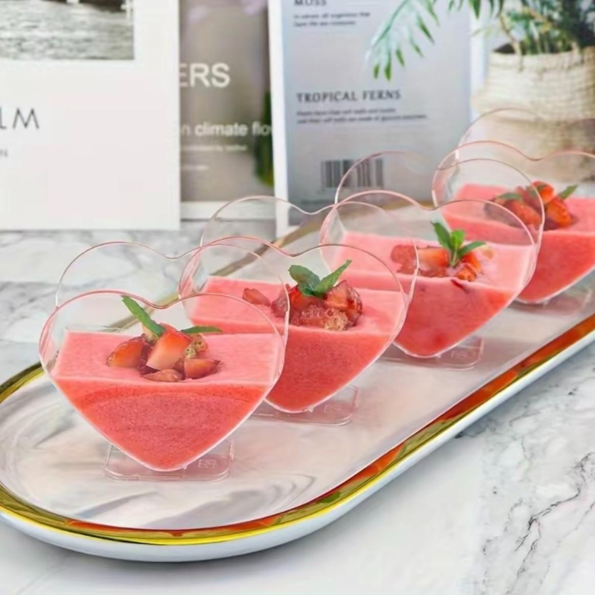 Clear Heart Shaped Dessert Cup, 30pcs Mini Serving Bowl for Appetizers and Snacks, Small Charcuterie Cups & Kitchenware for Home Party, Buffet, Wedding