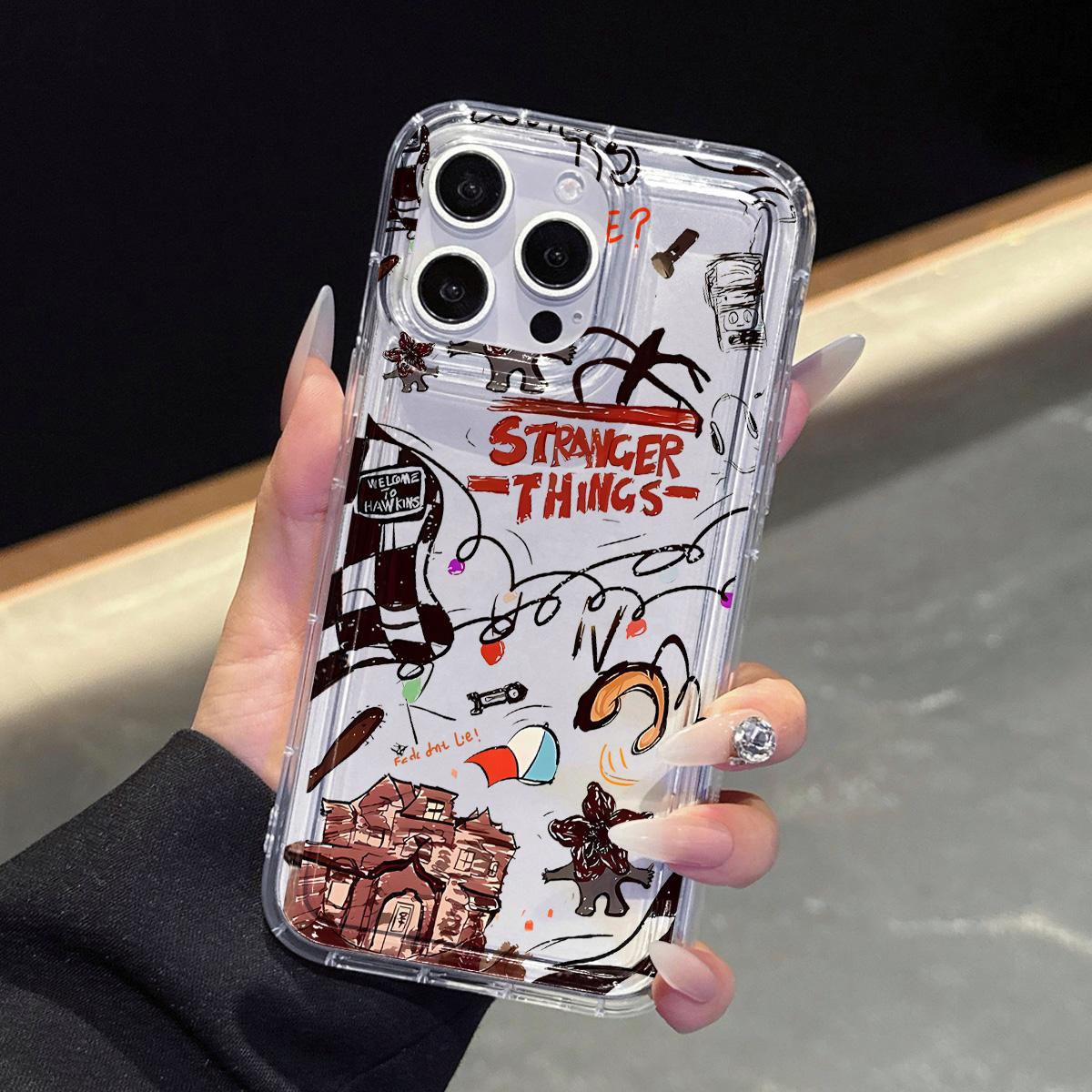 Transparent Shockproof Phone Case for Apple & Samsung, Stranger Things Pattern, Fits Air 17 Pro Max Plus 15 14 13 12 11 X XR