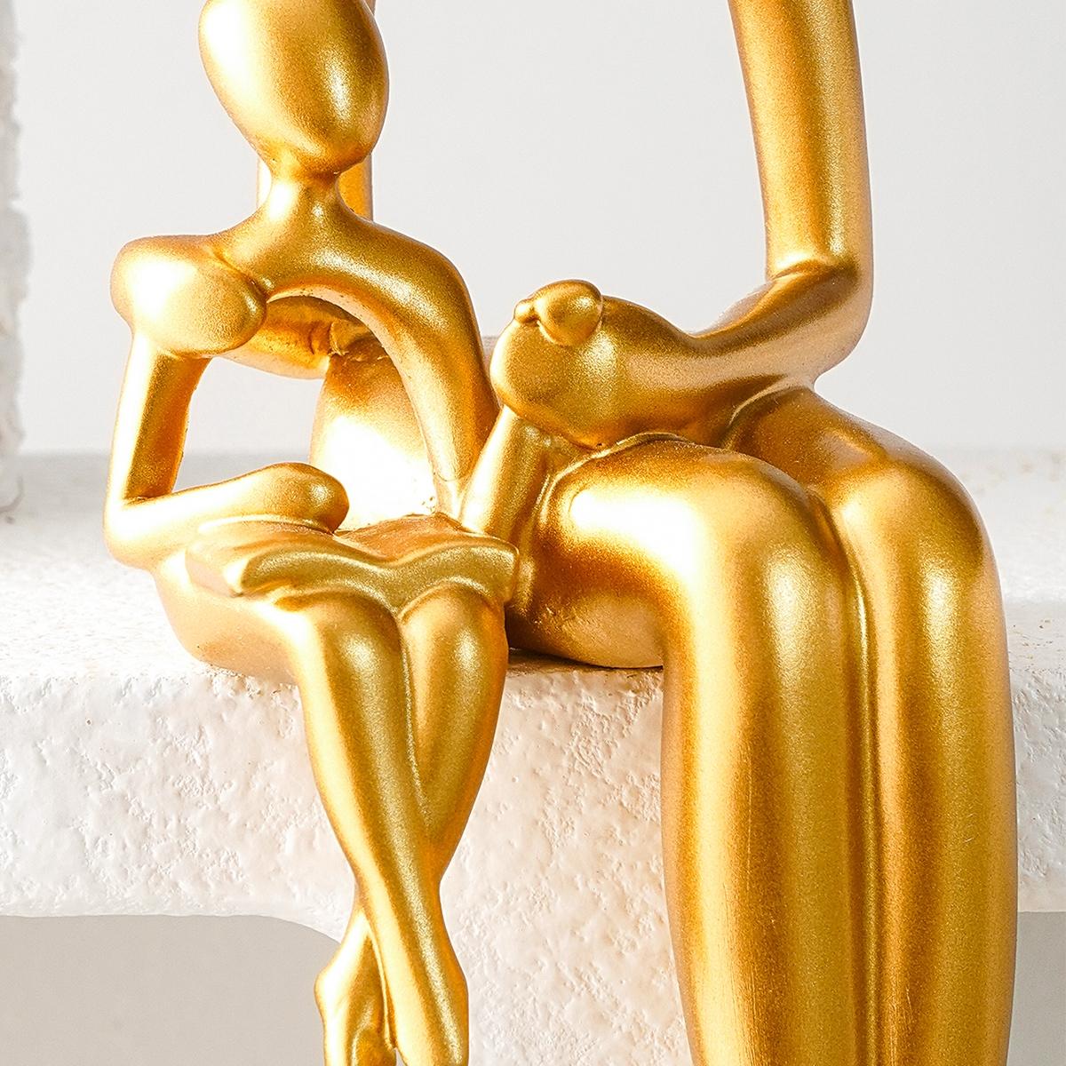 1 Piece Abstract Sculpture, Sitting Couple Sculpture, Modern Resin Figurine For Home Office Decoration
