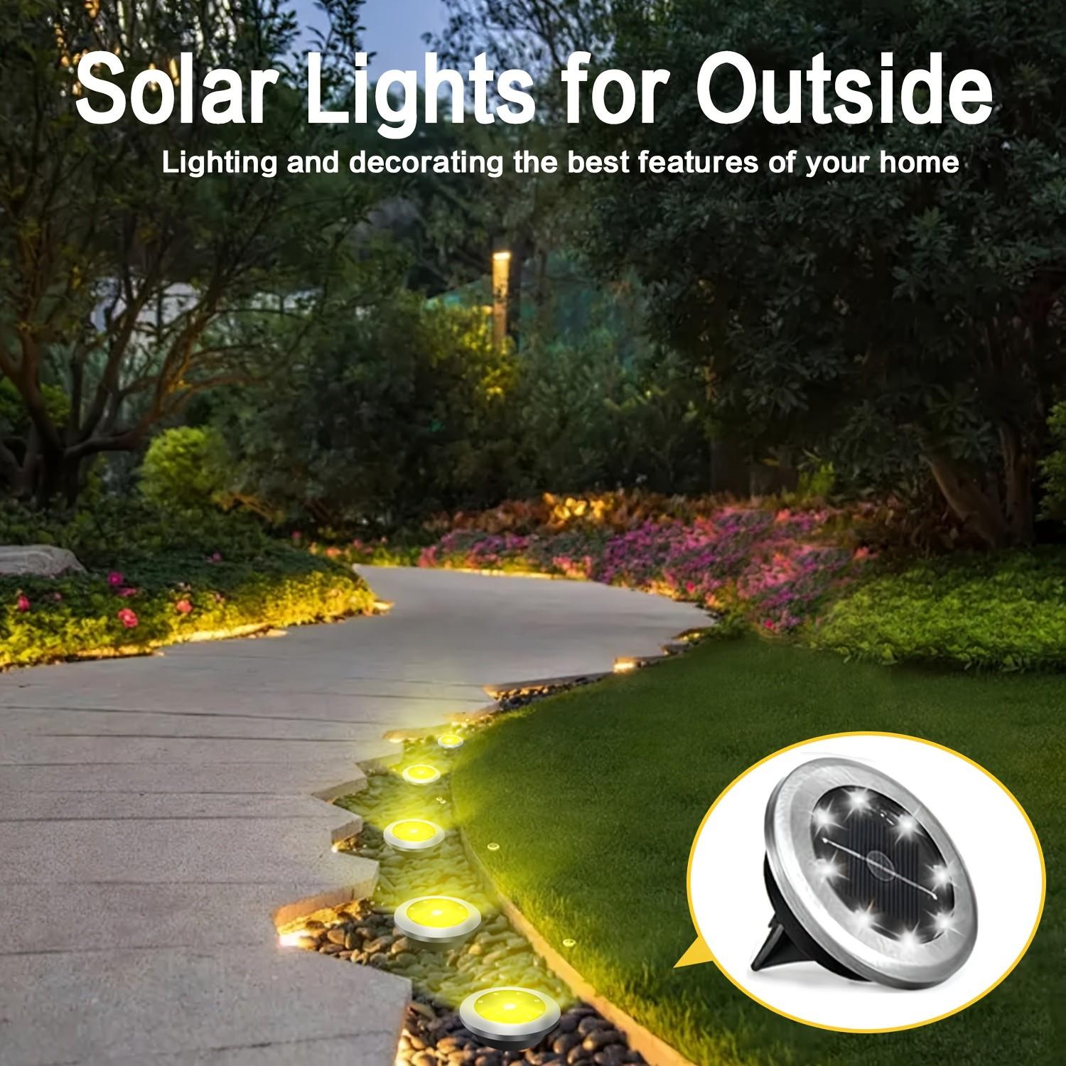 Solar ground lights, Lawn Lights, and Patio Lights — Automatic On/Off, Waterproof Design; Solar Outdoor Light Suitable for Landscape Lighting, Pathways, Courtyards, Patios, Lawns, Pools, and Sidewalks (12-Pack) Solar Outside Lights