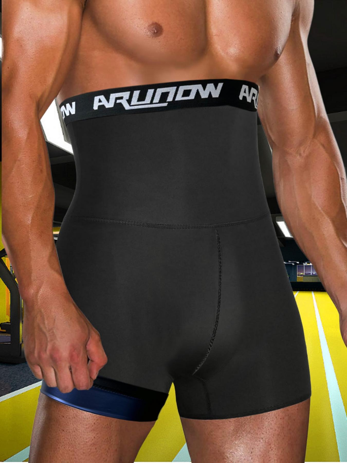 Men's Letter Tape Sauna Sweat Shorts, Casual Fashion High Waist Skinny Shorts, Sauna Shorts for Men