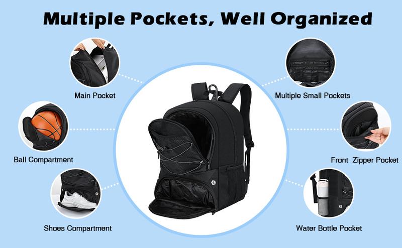 MoKo Basketball Backpack, Soccer Backpack for Men & Women with Separate Ball & Shoe Compartments - Waterproof, Large Capacity, Ventilated Design - Perfect for Sports & Travel