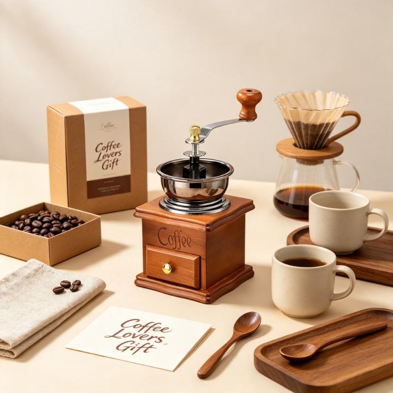 Vintage Wooden Manual Coffee Grinder, Portable Hand Crank Coffee Bean Mill with Collection Drawer, Adjustable Grinding for Camping, Travel, Home & Office Coffee Brewing