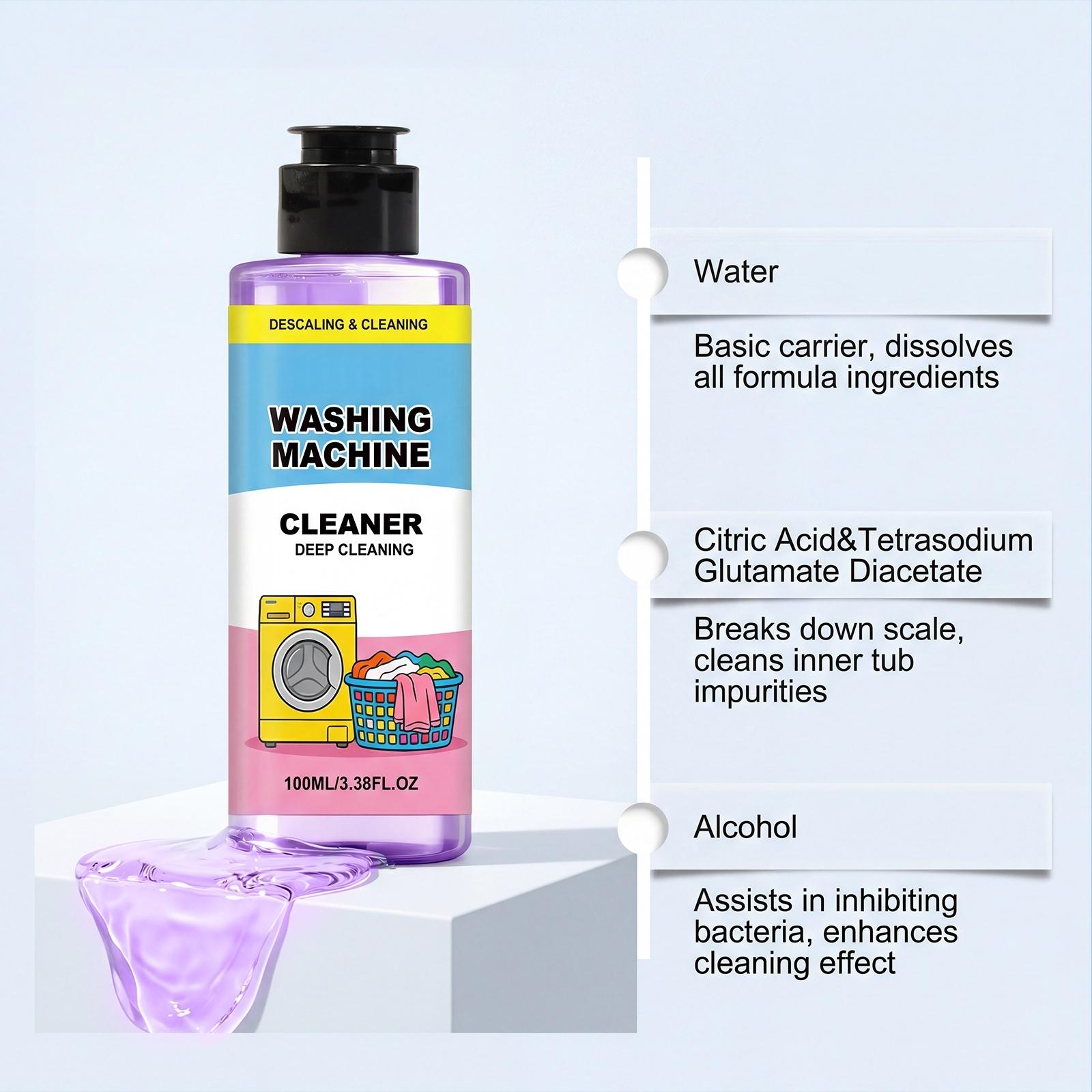 Washing Machine Cleaner Liquid, Deep Cleaning Descaler, Remove Odor, Grime & Limescale, Suitable for Front Load & Top Load Washer, 100ml