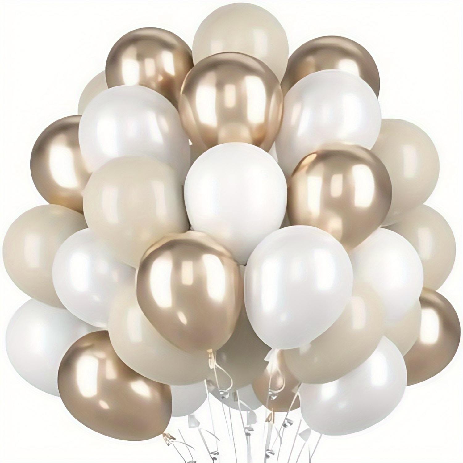 A set of 50 nude, champagne gold, pearl white, and apricot balloons, measuring 25.4 centimeters, is perfect for bohemian weddings, birthday celebrations, bridal gifts, and party decorations.