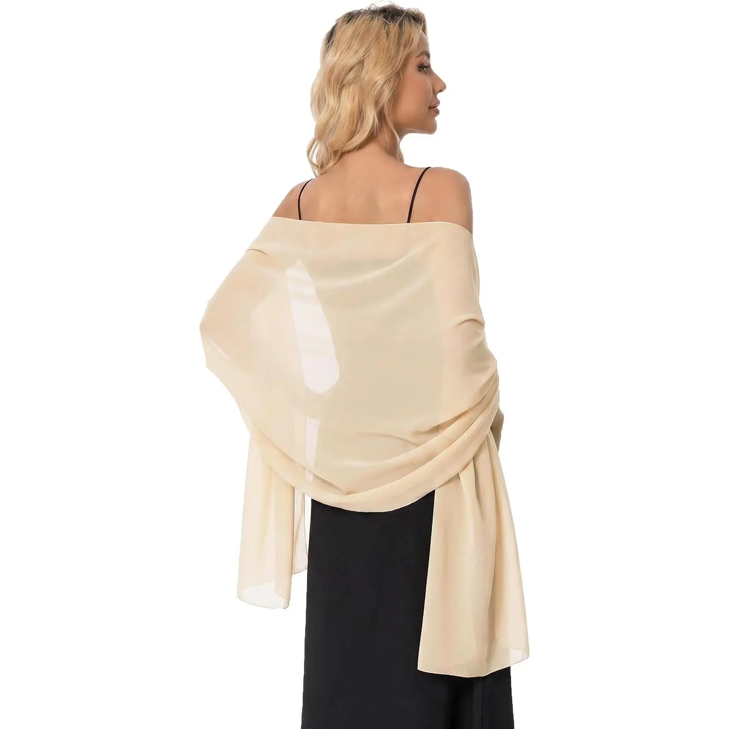 Women's Chiffon Shawls and Wraps for Evening Dresses Elegant Bridal Scarf Sheer Pashmina Stole Shoulder Wrap Perfect AccessoryGift
