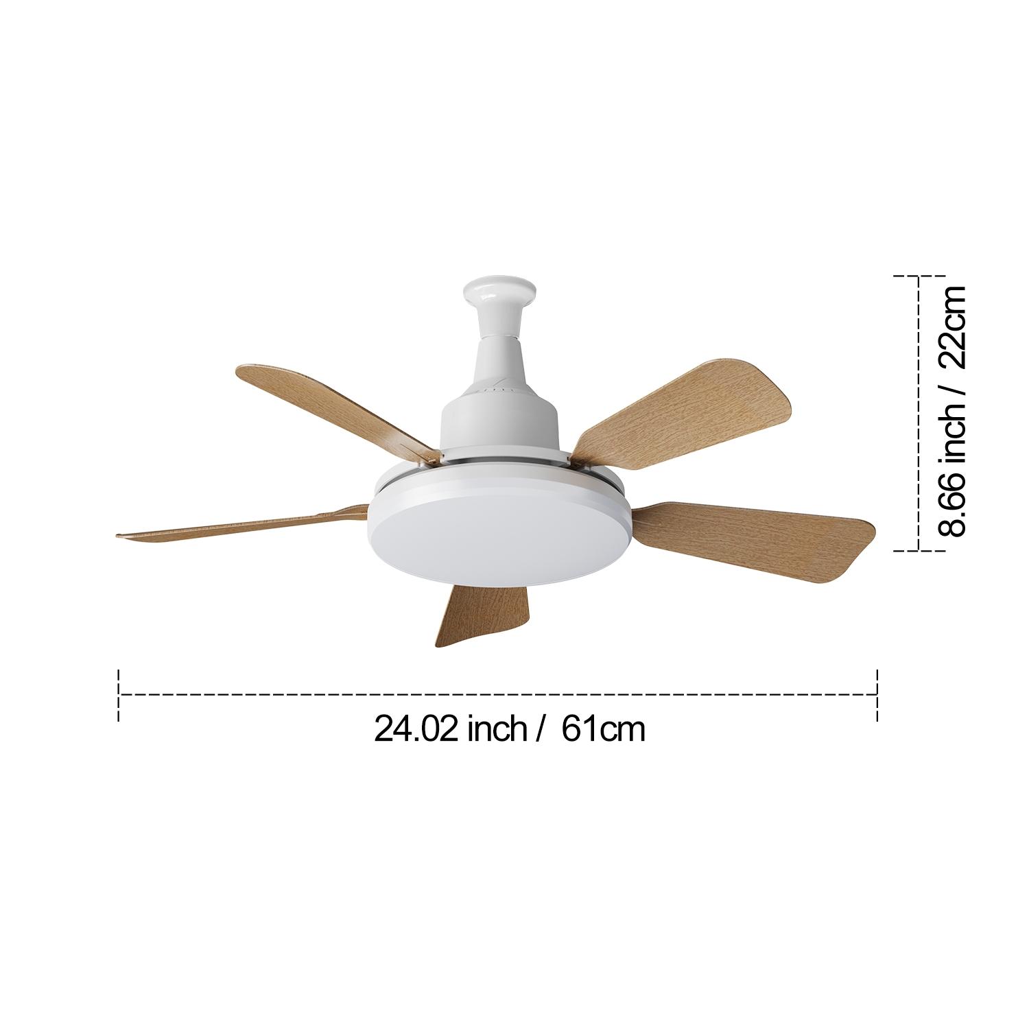 24-Inch Compact Two-In-One Fan Light, Adjustable Brightness, Timer Function, Three Speed Settings, Ideal for Small Living Rooms, Dining Rooms, Workspaces, Bedrooms