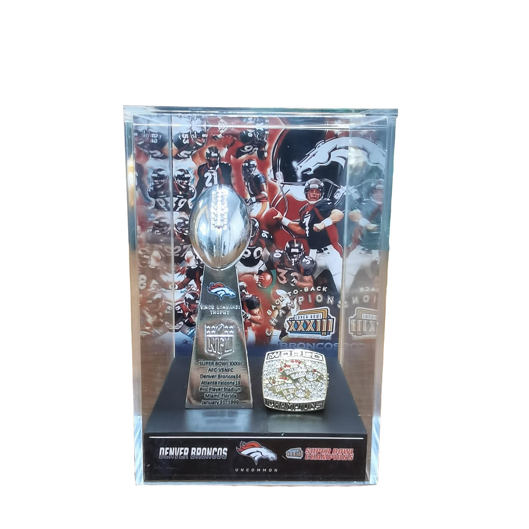 Football Champion Trophy Set, Perfect Broncos Display Case, High-Quality Design, Sports Collectible, Ideal Gift for Sports Enthusiasts, Christmas & Birthday Present 1998/1999/2016