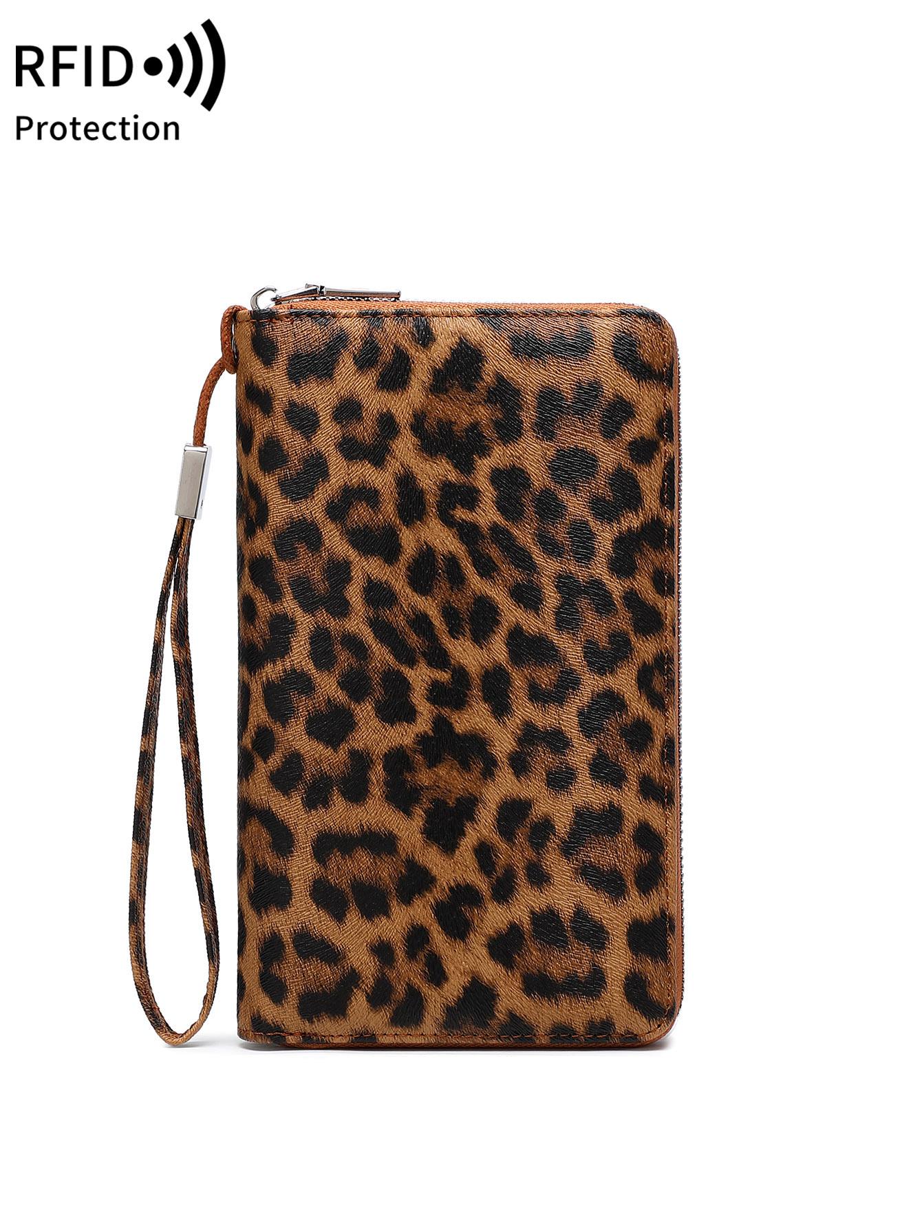 Fashion Leopard Pattern Long Wallet, Casual Versatile Zipper Phone Wallet, Portable for Women & Girls for Daily Use, Fashionable Wallet