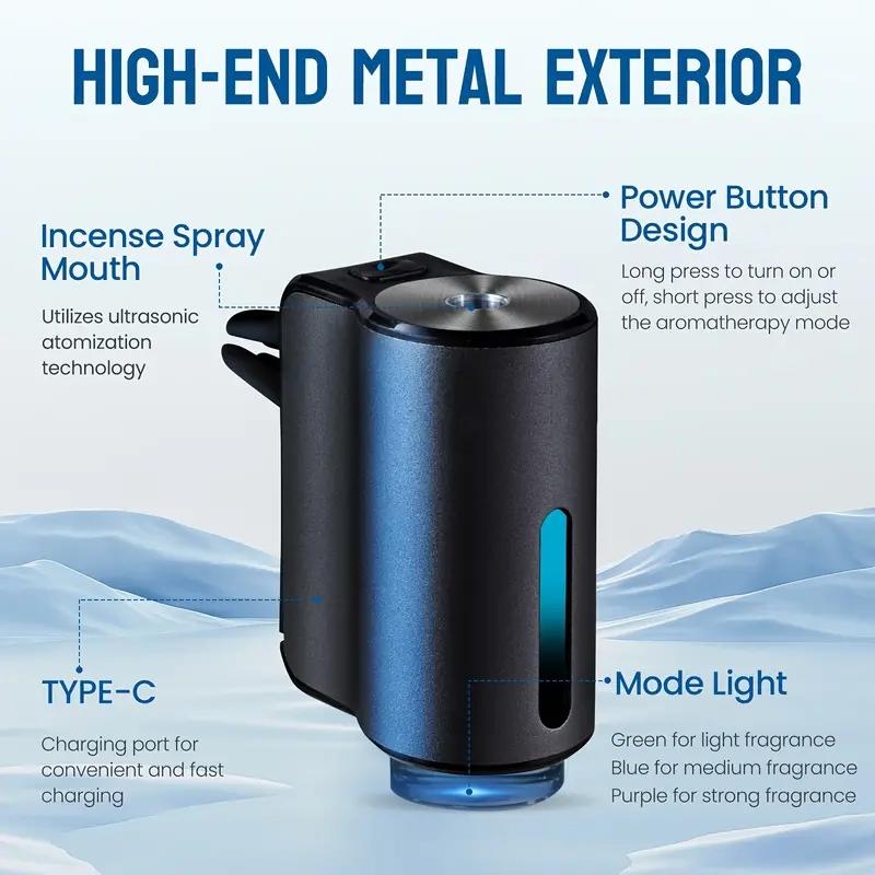 Smart Air Freshener Diffuser - 6*10ML Natural Perfume Essential Oils, Rechargeable Car Aroma Diffuser,Car Accessories Gifts Smart Air Freshener Diffuser - 6*10ML Natural Perfume Essential Oils, Rechargeable Car Aroma Diffuser,Car Accessories Gifts