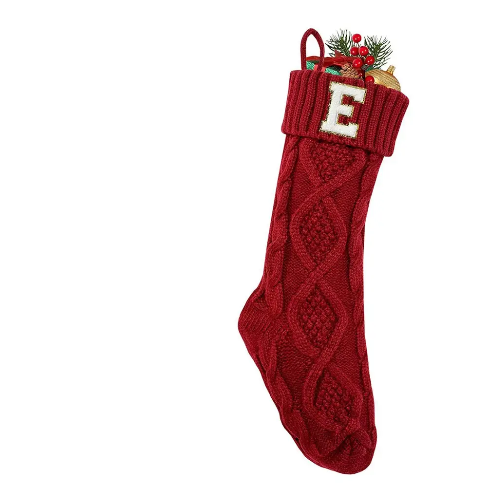 initial A-Z red Christmas stocking Santa sack family friend boy girl mom dad Grandpa Grandma merry Christmas Eve holiday gift bag Xmas box home tree fireplace mantel decoration baby shower son daughter 1st first Christmas 2026 keepsake present bag
