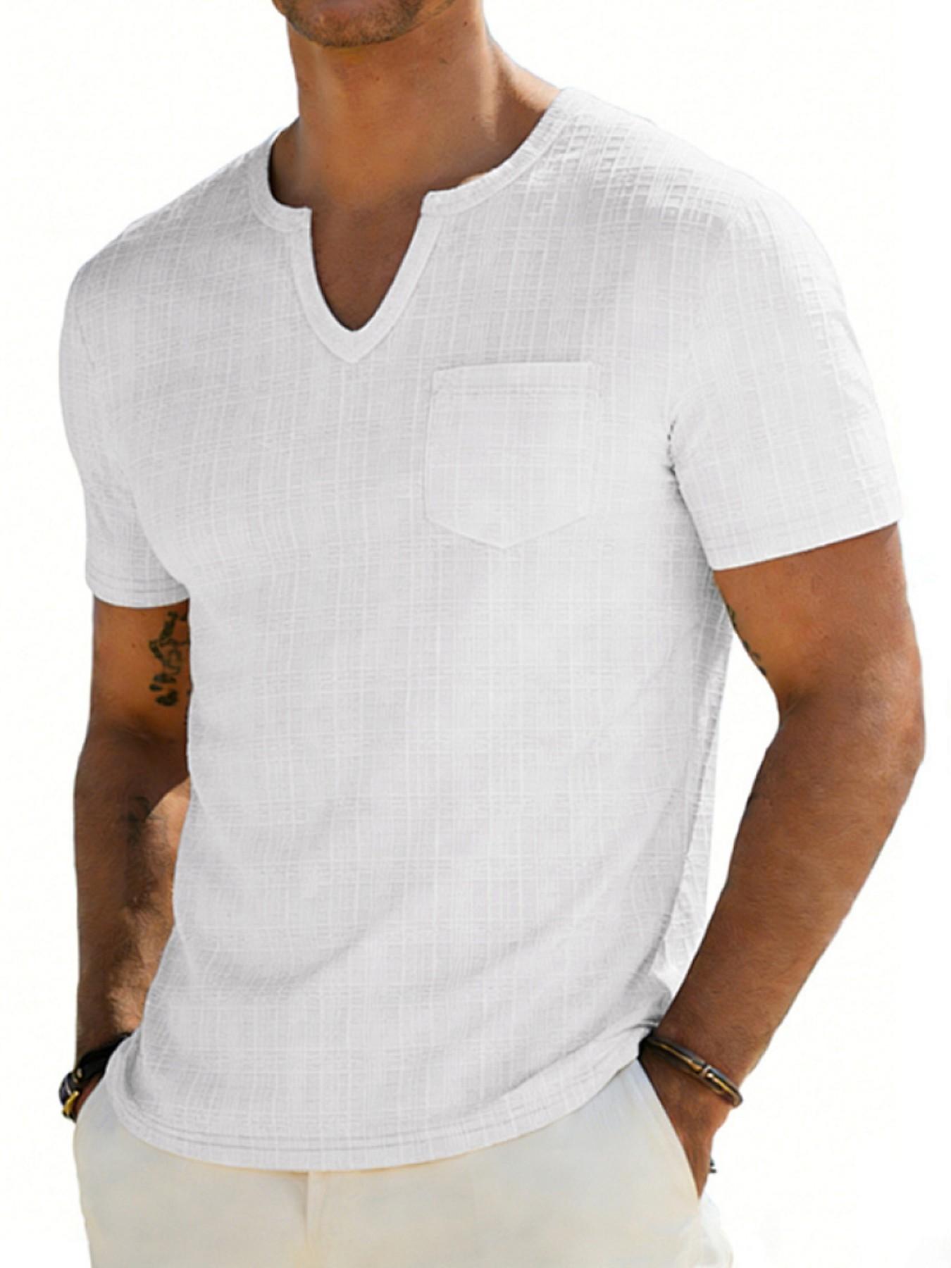Men's Summer V-Neck Short Sleeve T-Shirt, Breathable Loose Fit Quick-Dry Top, Casual Street Style, Ideal for Daily Wear