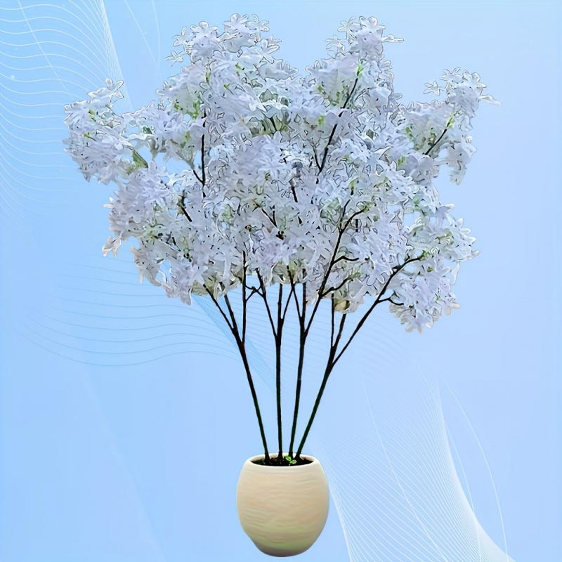 4 37.4-inch tall large artificial red maple decorations - durable plastic materials, elegant pure white flowers, UV weather-resistant design, Lifelike Artificial Flower