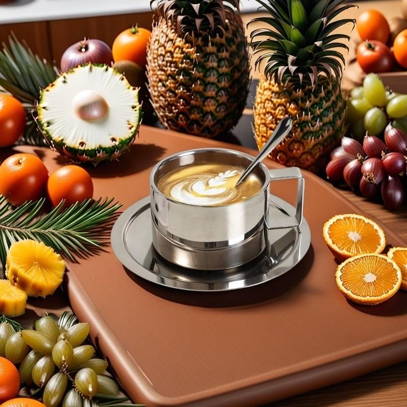 304 Stainless Steel Coffee Cup Set, Dual Layer Insulated Espresso Mug, Home & Commercial Use, Camping Heat-Resistant Water Cup