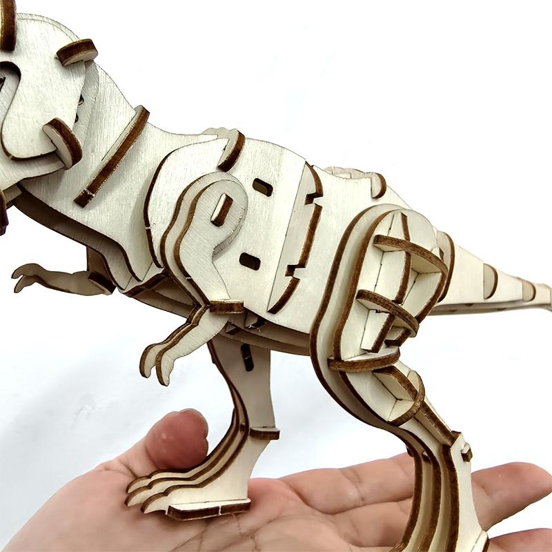 Small Tyrannosaurus Rex Wooden Puzzle, 3D Assembly Animal Model, Educational Toy, Realistic Animal Series Ornament, No Battery Needed