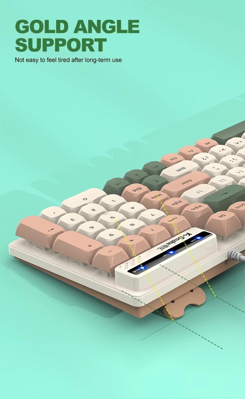 Km100 Wired Keyboard Mouse Set, Mouse Combo, Home & Office Use, USB Interface, Compatible with Windows System, Fashion Color Block Gift