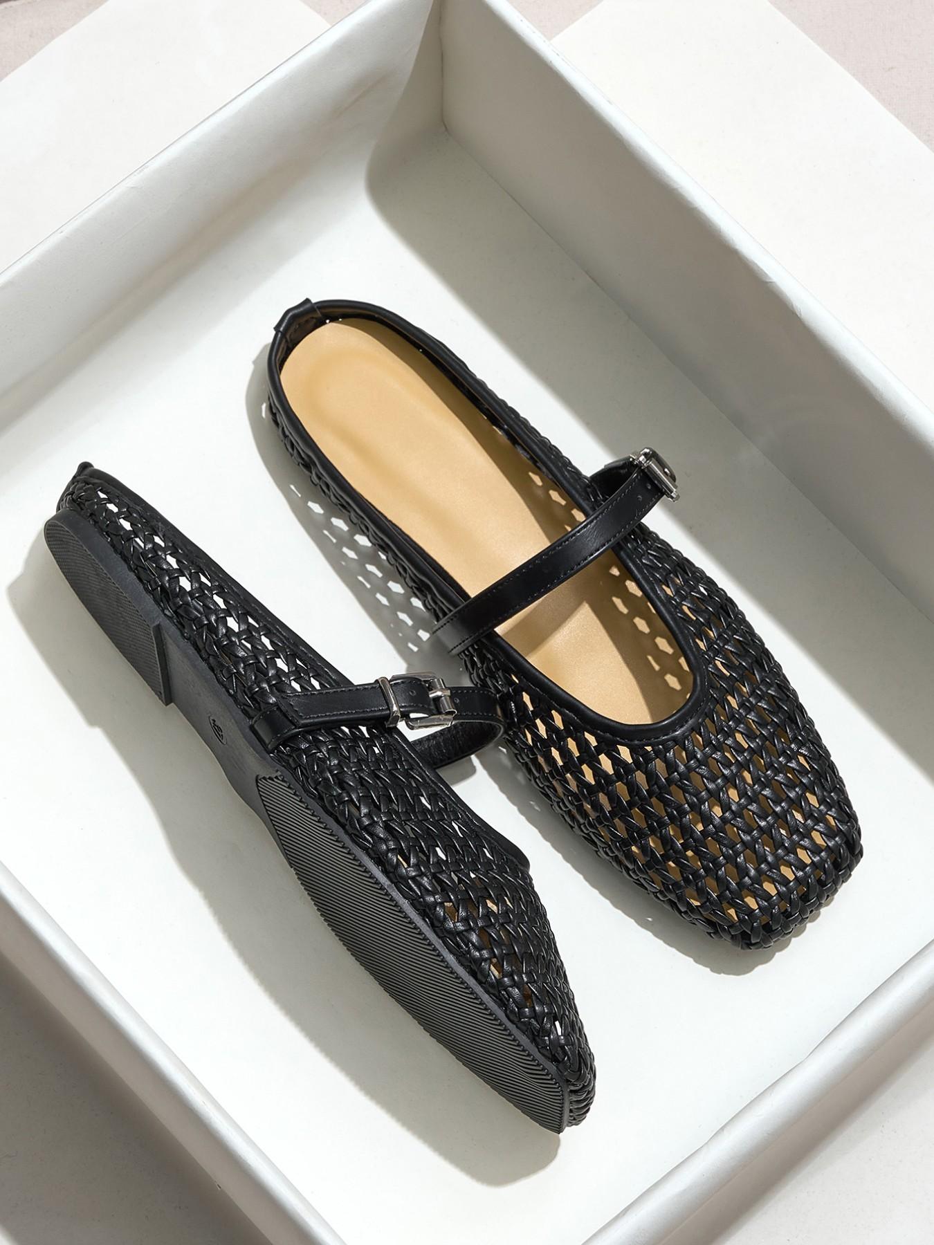 Women's Half-Open Toe Sandals, Breathable Knit Slip-On Beach Shoes, Summer Casual Outdoor Mesh Slippers, Comfortable Muon Shoe