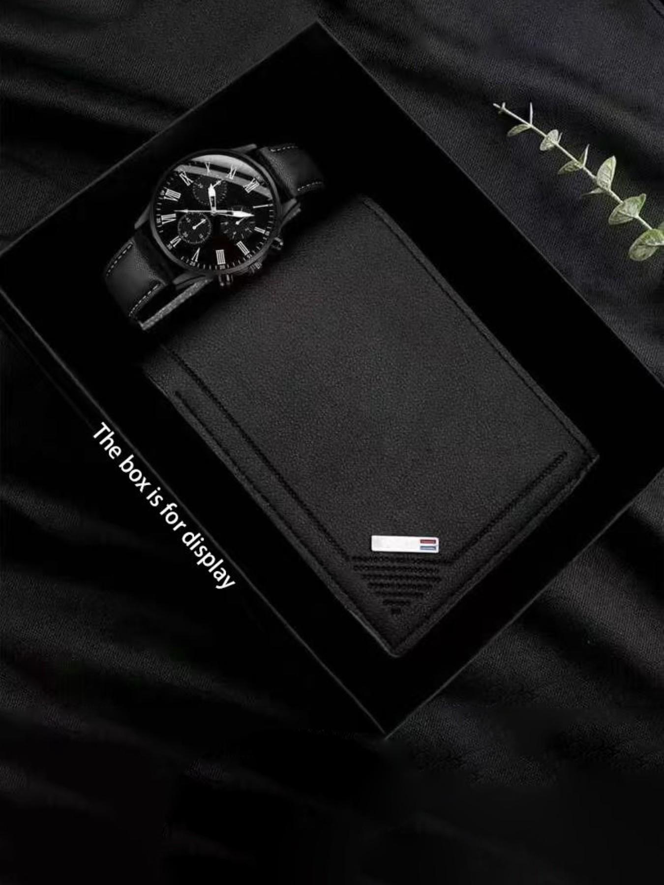 Classic Quartz Watch Set with Wallet, Analog Display, Zinc Alloy Material, Perfect for Weddings, Birthdays, Anniversaries, Business Men's Accessories