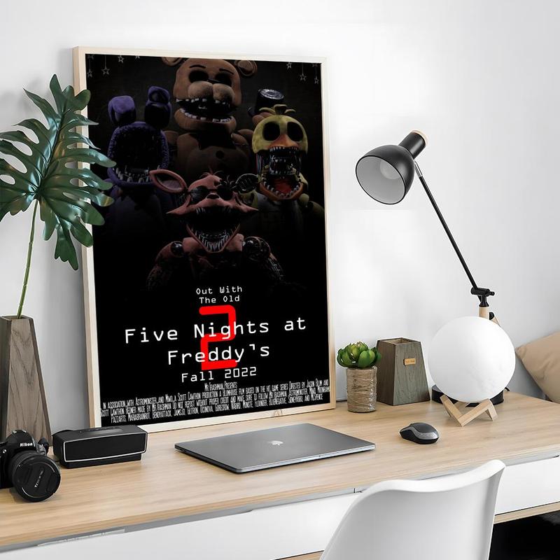Game FnafFive-nights-At-Freddys Poster Sticky Waterproof Wall Art High Quality Print Unique Artwork Aesthetic Home Living Bedroom Decor Trendy Room Decoration Easy-To-Apply Gift Durable