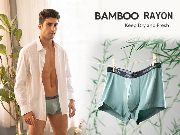 David Archy Mens Trunks Underwear Soft Breathable Bamboo Rayon Trunk No Fly Pouch 4 pack Stylish Briefs Menswear for boyfriend Elastic