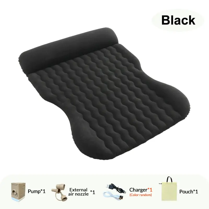 Plush Car Back Seat Inflatable Air Mattress, Portable Airbed, Rear Seat Bed, Free Electric Pump Included, Ideal for Road Trips, Camping, Suv/car Travel, Leak-Proof Thick Air Bed