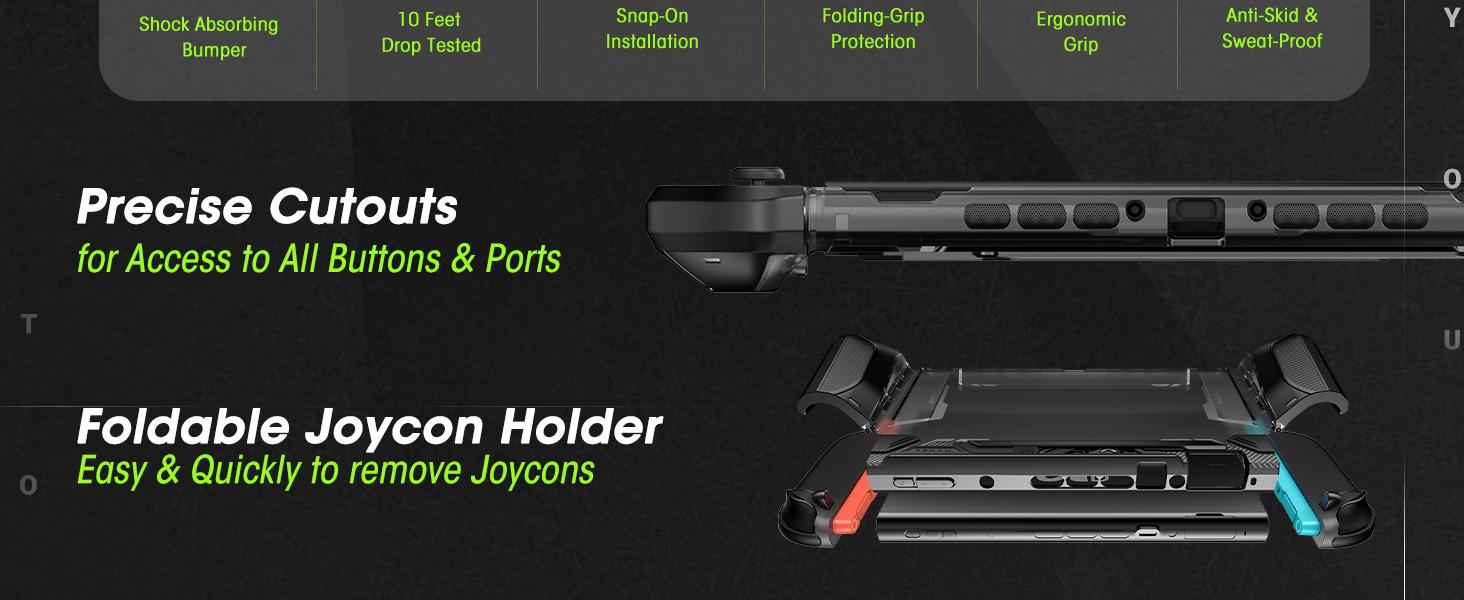 Mumba Blade Series for Nintendo Switch 2 (2025) – Dockable TPU grip case with enhanced protection. Features quick-release Joy-Con design, optimized for 7.9" screen. Ergonomic & lightweight. Black Controller Cover Gaming Items