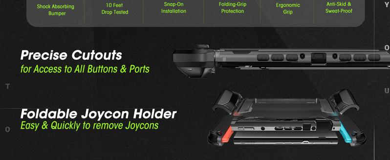 Mumba Blade Series for Nintendo Switch 2 (2025) – Dockable TPU grip case with enhanced protection. Features quick-release Joy-Con design, optimized for 7.9" screen. Ergonomic & lightweight. Black Controller Cover Gaming Items