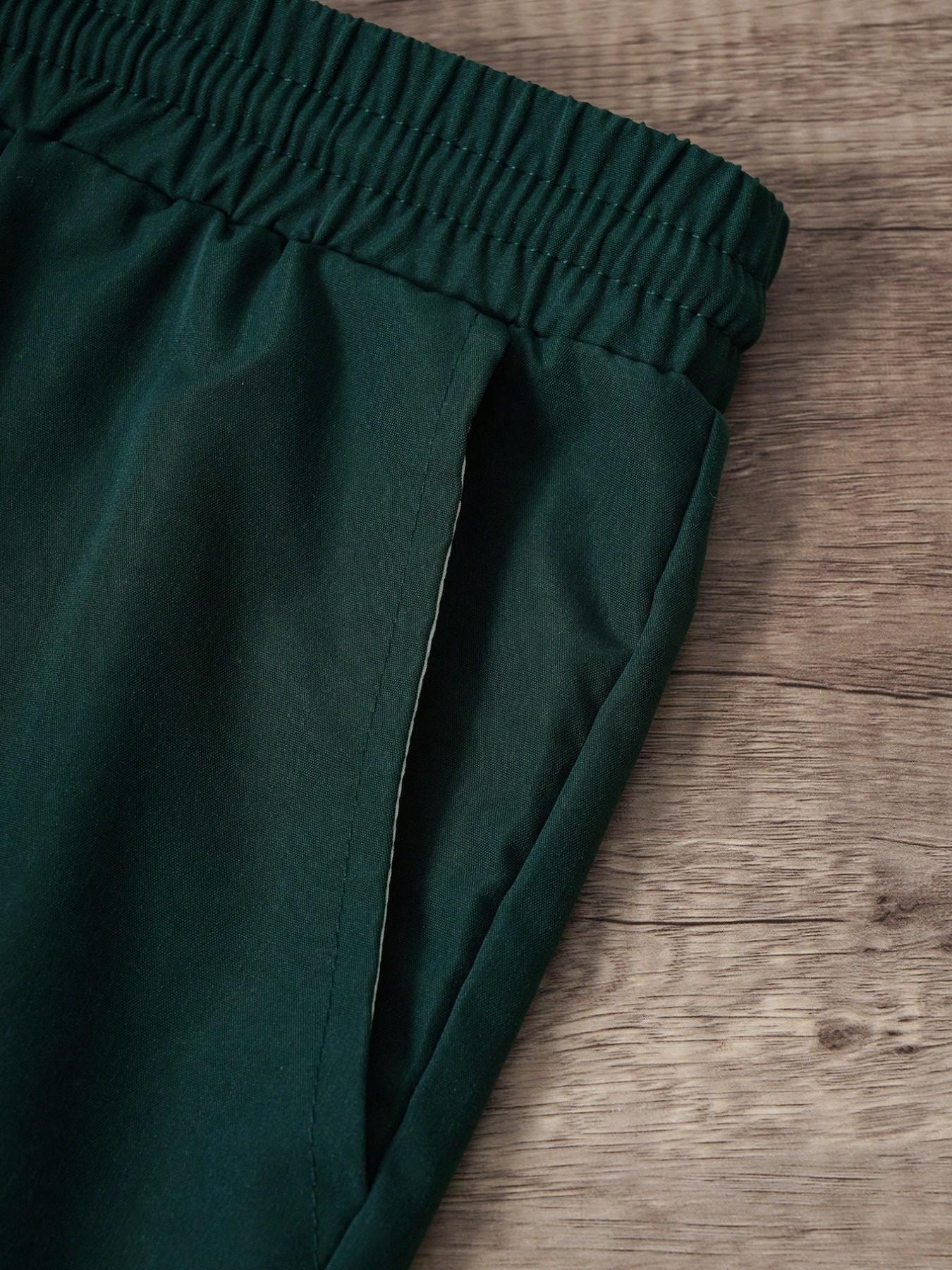 Men's Summer Best-Seller Collection: Coconut Tree Print, White and Pink Color-Blocked Casual Two-Piece Men's Sports Set  Perfect for everyday casual wear and running, loose-fitting and breathable