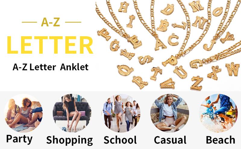 FaithHeart Letters Anklet Alphabets Foot Bracelet with Figaro Chains FaithHeart Letters Anklet Alphabets Foot Bracelet with Figaro Chains