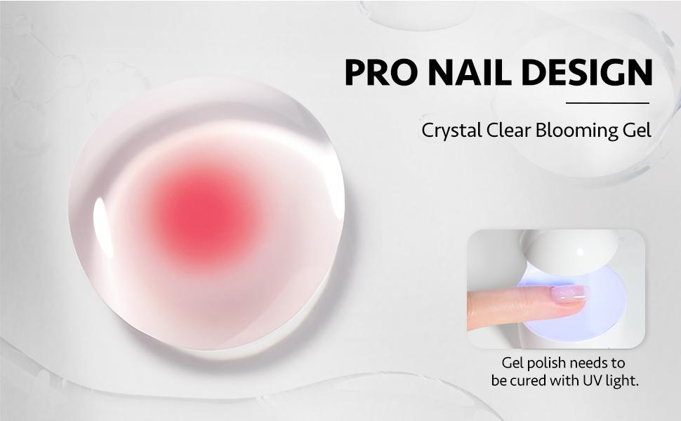 GAOY Nail Blooming Gel, 16ml Clear Blooming UV Gel Nail Polish Holiday Gift Pick, Spreading Effects Soak Off UV Gel for Nail Art DIY Manicure