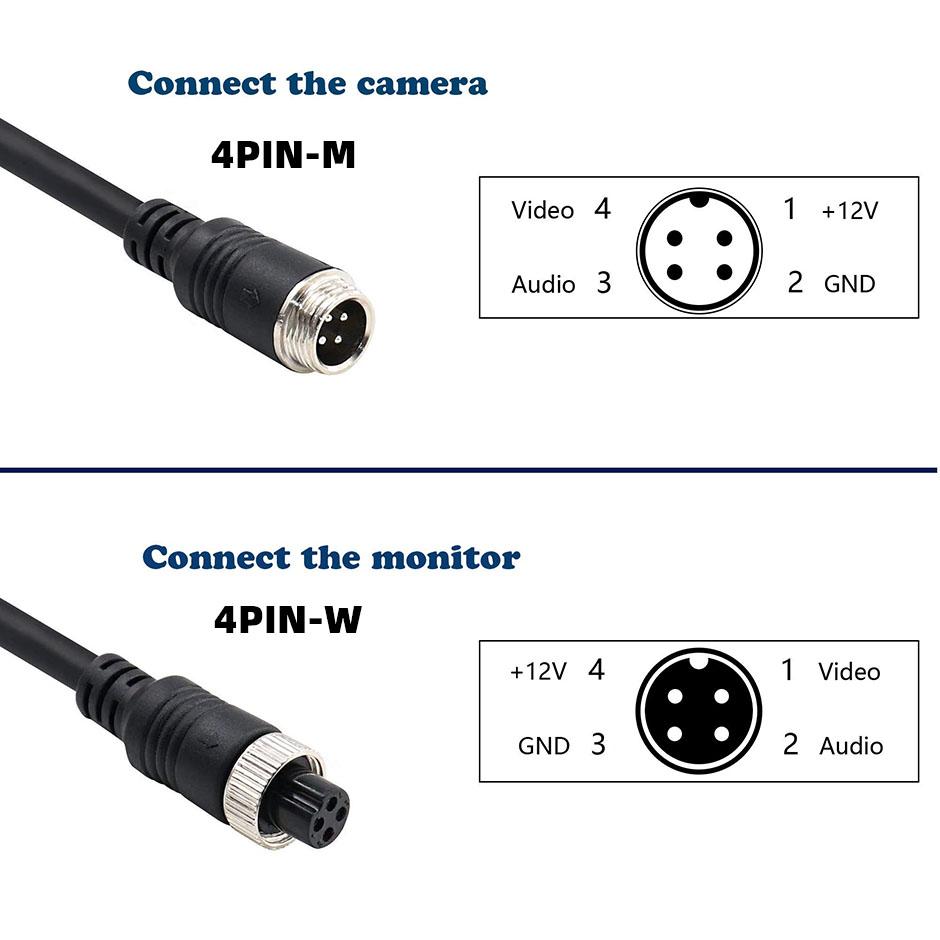 M12 4Pin Aviation Signal Cable Male / Female Plug GX12 for Car Camera/ DVR Video Camera & CCTV Monitor & Subwoofer