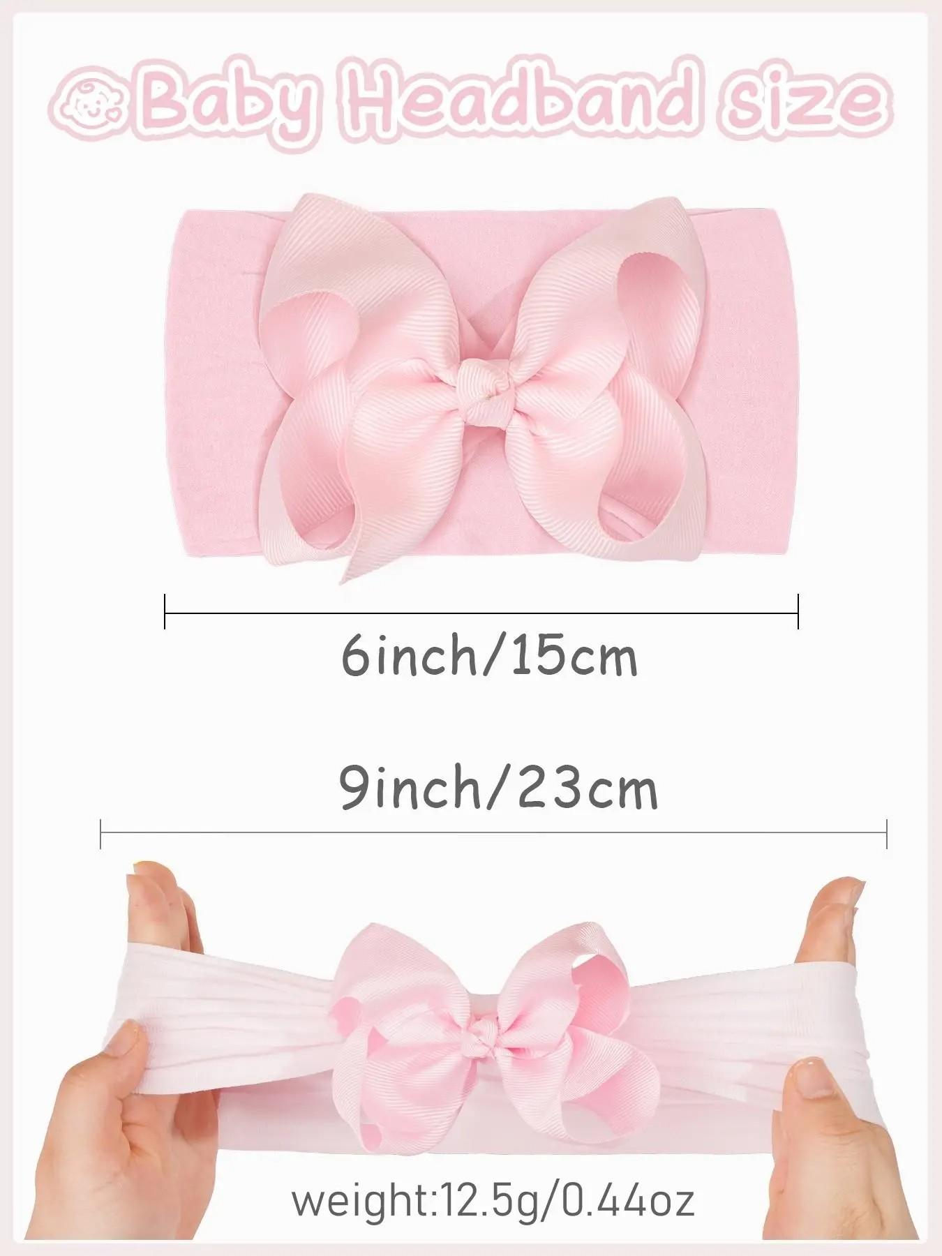 20 Pack Baby Hair Bows, 4 Inch Butterfly Knot Headbands, High Elastic Soft Hair Accessories, Infant Shower Gifts, Baby Big Head Bow