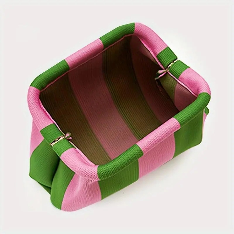 Women's Striped Knit Cute Bag, Large Capacity, Foldable Design, Perfect for Beach, Travel, and Daily Use, Vacation Accessory, Commuter Purse, Fashionable Patterned Bag, Trendy Versatile Bag, Casual Trendy Bag, Fashionable Bags
