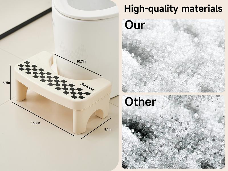 UFORU Adult Bathroom Toilet Stool, 1 Plastic Portable Footstool, Bathroom Non-slip Toilet Auxiliary Step Stool FathersDayGift