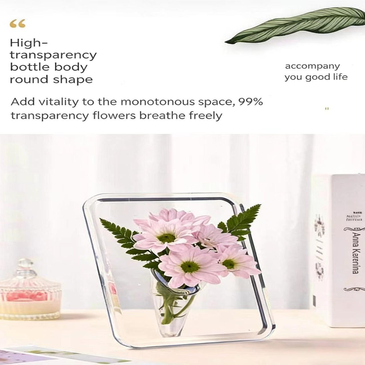 Acrylic Frame Vase Creative Floral Arrangement Art Decor, Fresh & Dried Flowers Container, Unique Home Decoration Piece