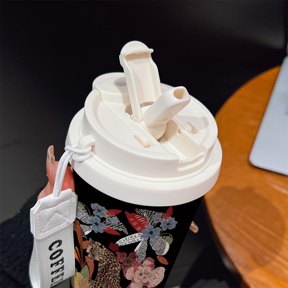 Abstract Leopard Coffee Cup, Portable Insulated Tumbler, Keeps Drinks Hot/cold, Boho Style, Ideal for Office, Travel, Sports, Golf