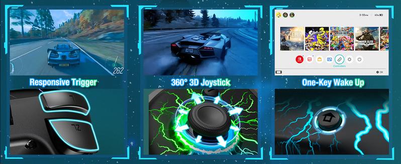 Hall Effect Joystick Switch-Controller for Nintendo Switch/OLED,One-Piece-Joypad-Controller Replacement for Wireless Switch Joycon Controller with 9 Color Lights, Ergonomic Handheld Mode/Programmable