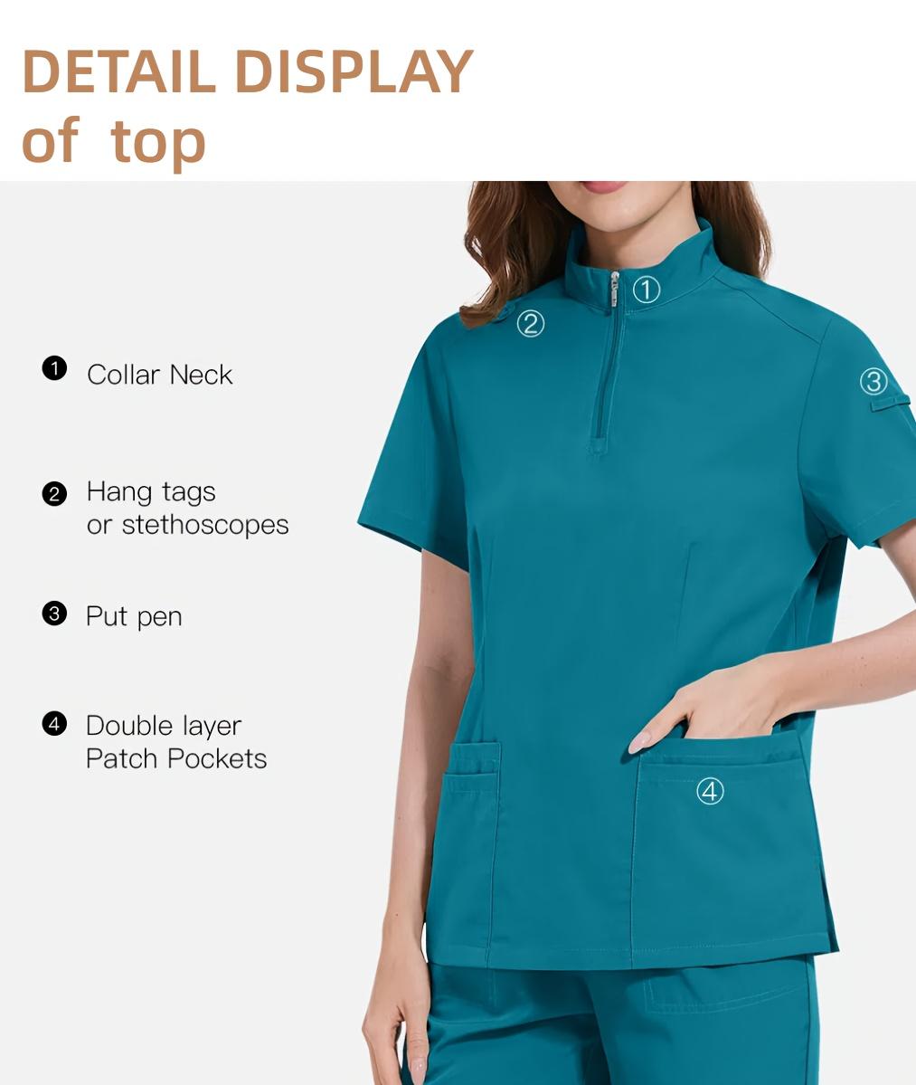 Professional Stand Collar Scrub Suit Uniforms Workwear Womenswear for Simple Protection, Micro-Stretch Fabric, Fit, Multi-Functional Pockets, Suitable for Hospital & Clinic Use Professional Stand Collar Scrub Suit Uniforms Workwear Womenswear for Simple Protection, Micro-Stretch Fabric, Fit, Multi-Functional Pockets, Suitable for Hospital & Clinic Use