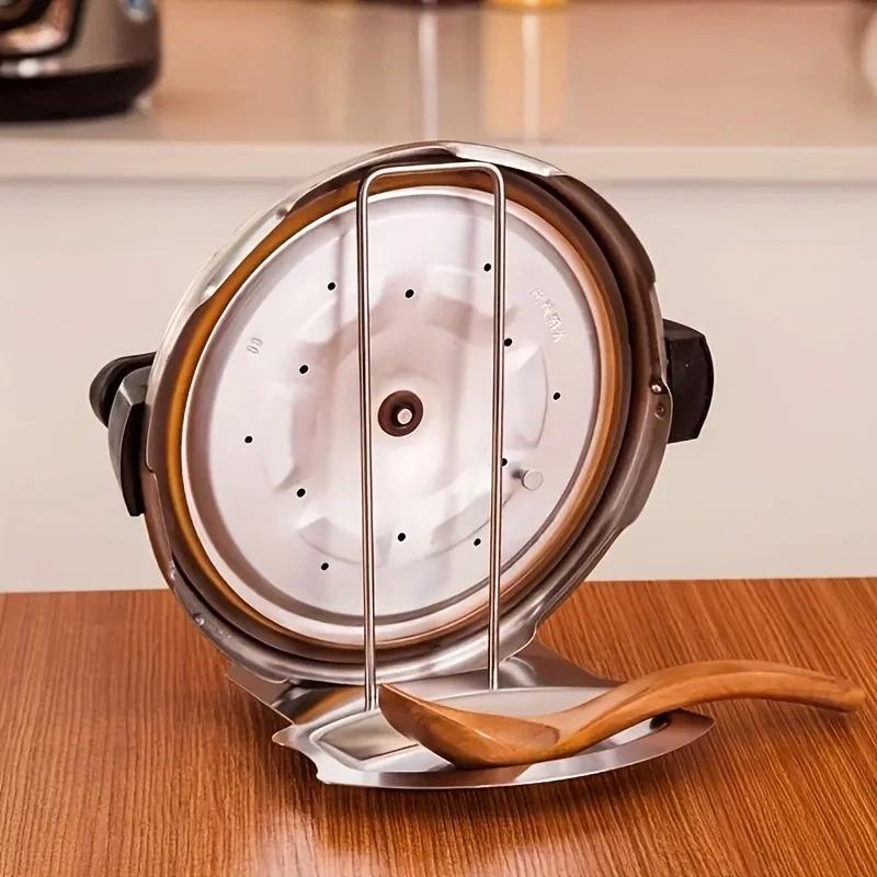 1pc Stainless Steel Pot Lid Holder with Detachable Drip Tray and Detachable Spoon Rest, Kitchen Sink Organizer for Thanksgiving, Christmas