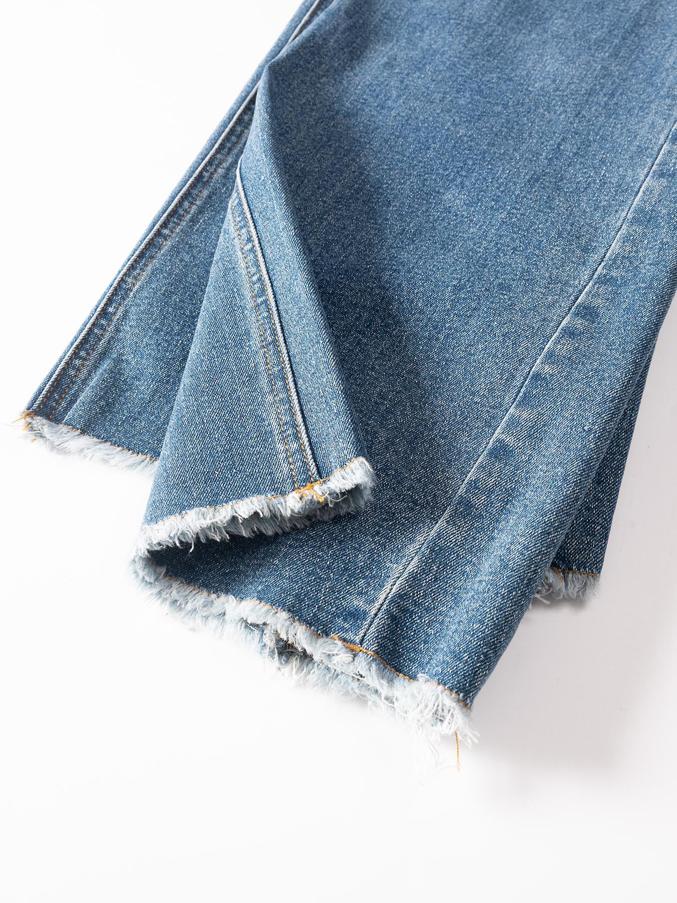 Women's Fashionable Cute Wide Leg Jeans Flowy High Waisted Strechy Raw Hem Zimbaplatinum Denim Pants(2 or 3 for fs)